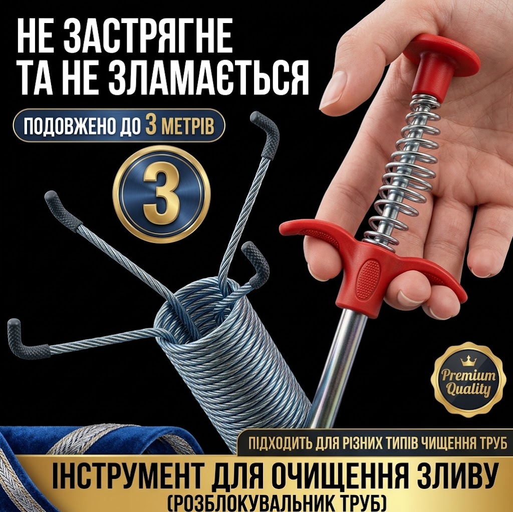 Гнучкий інструмент для очищення труб